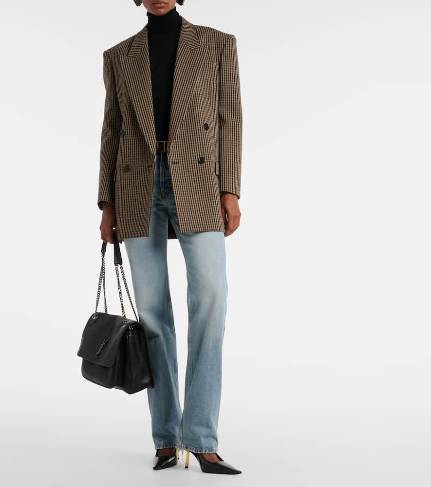Saint Laurent Checked oversized wool-blend blazer
