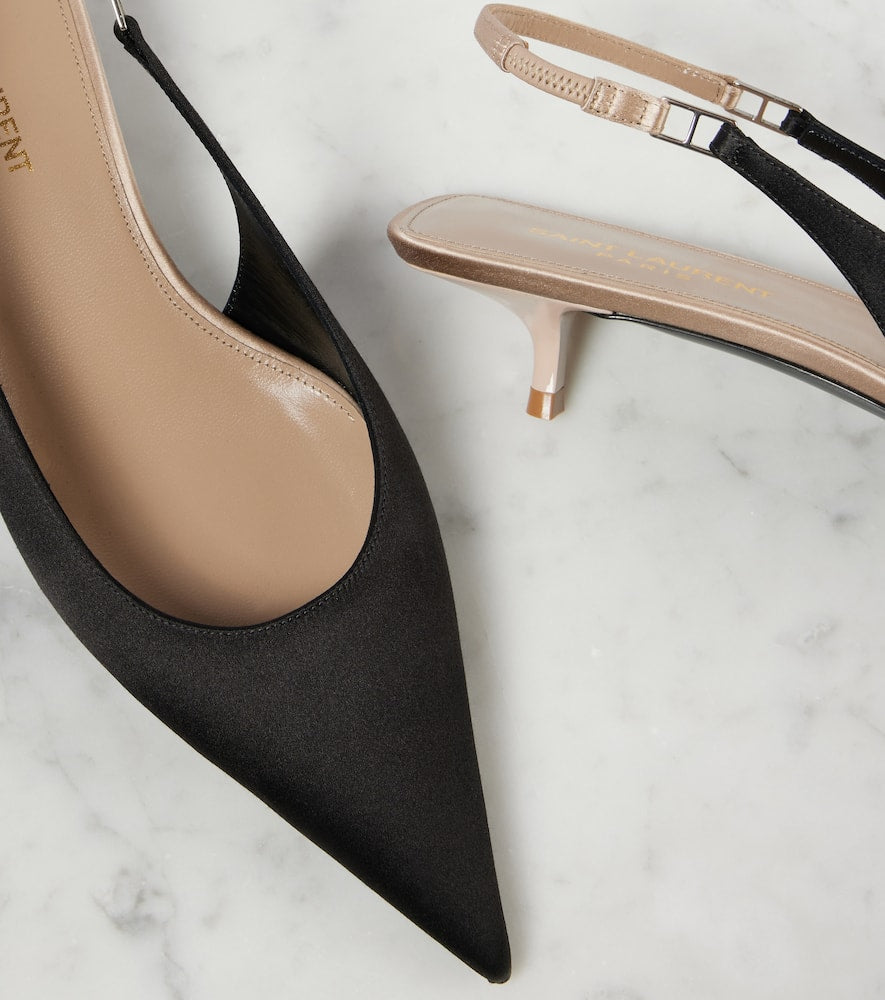 Saint Laurent Cherish 30 satin cr√É¬™pe slingback pumps