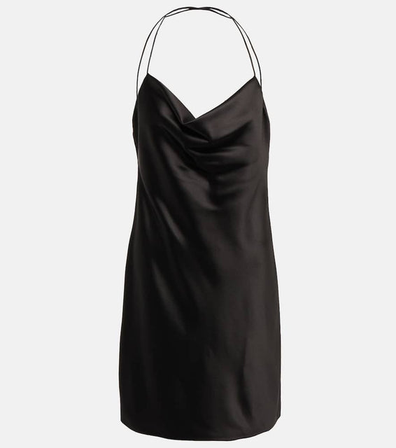 Saint Laurent Cowl-neck silk slip dress