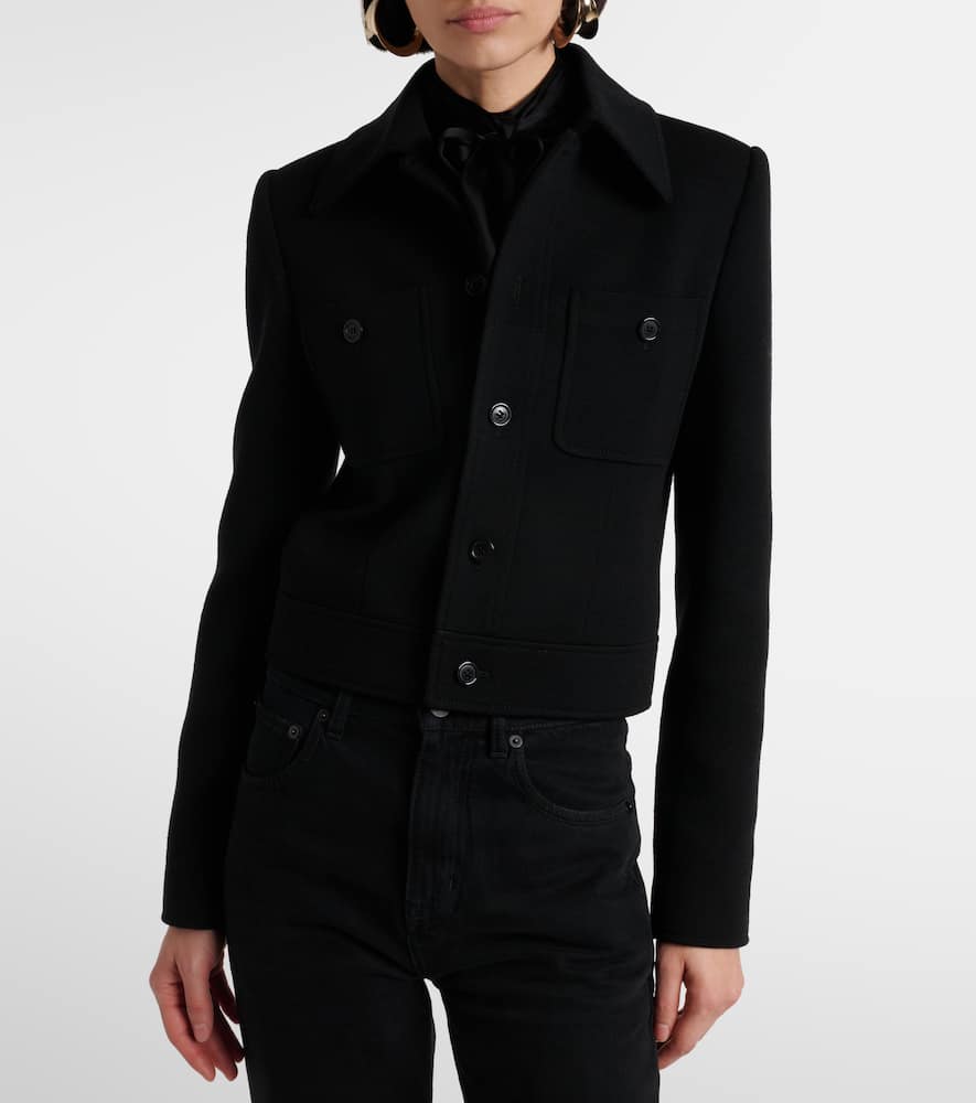 Saint Laurent Cropped wool-blend jersey jacket