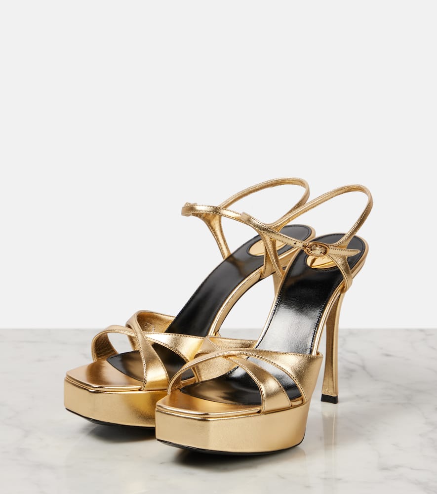 Saint Laurent Debbie 85 metallic-leather platform sandals
