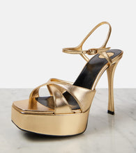 Saint Laurent Debbie 85 metallic-leather platform sandals