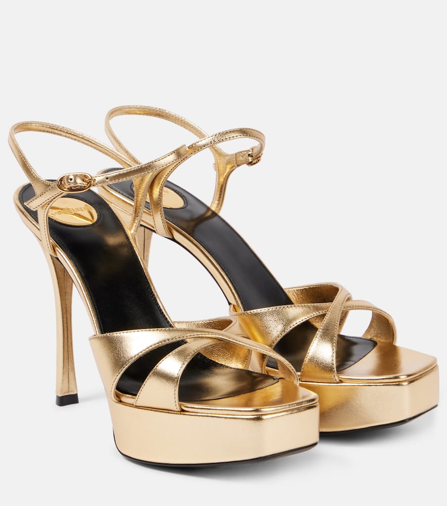 Saint Laurent Debbie 85 metallic-leather platform sandals
