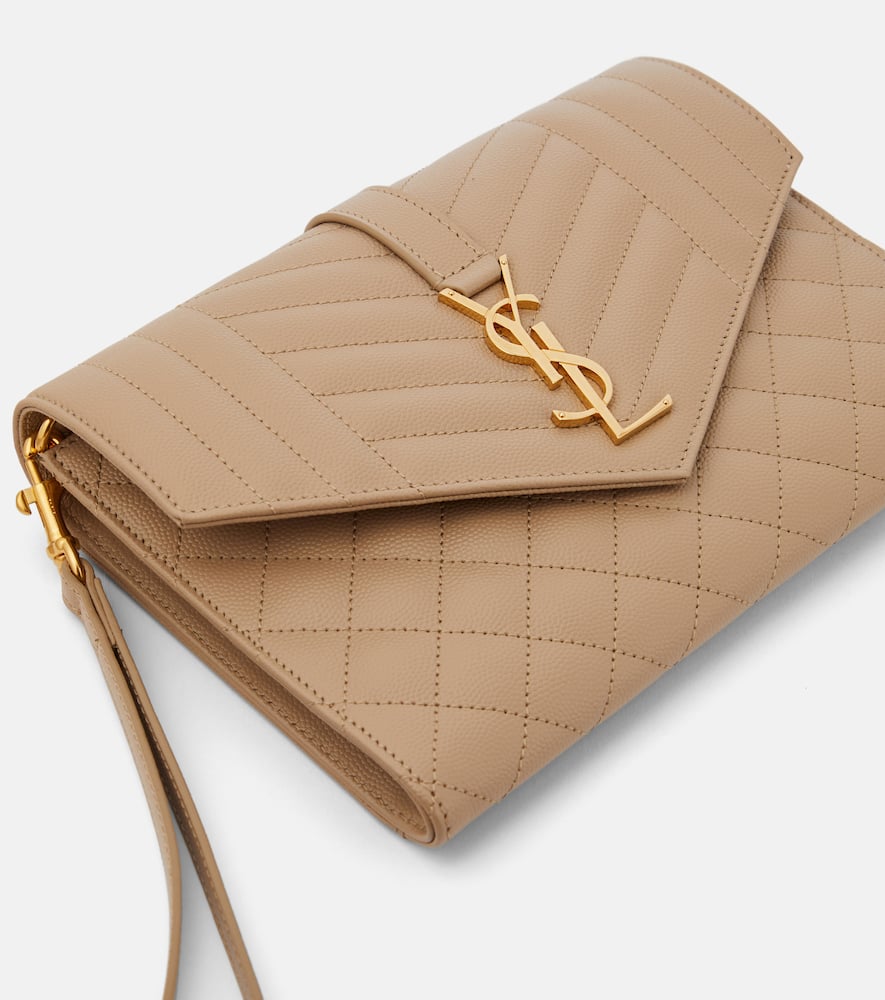 Saint Laurent Envelope matelass√É¬© leather clutch