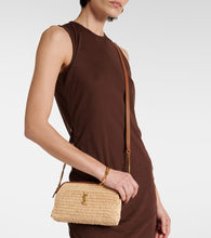 Saint Laurent Gaby leather-trimmed raffia shoulder bag