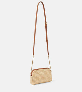Saint Laurent Gaby leather-trimmed raffia shoulder bag