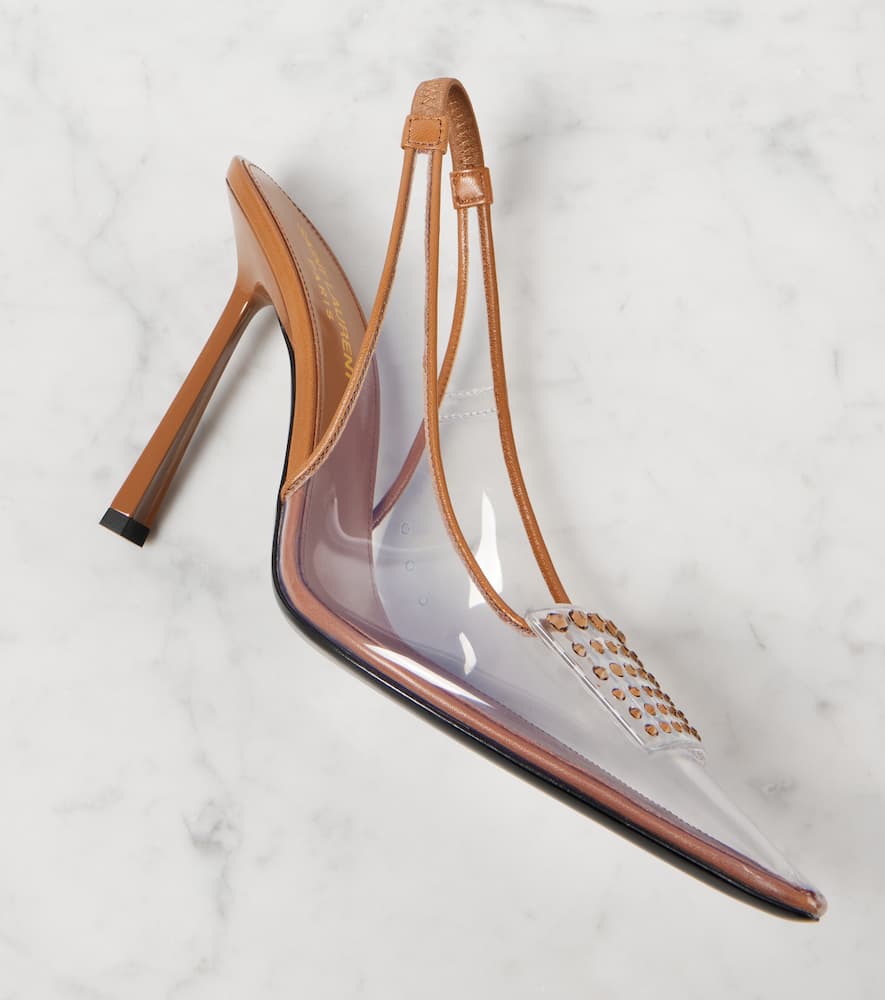 Saint Laurent Jive embellished PVC slingback pumps