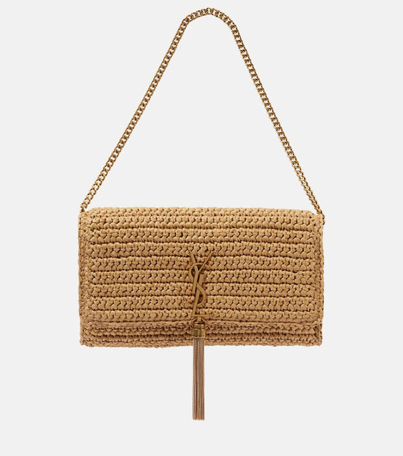 Saint Laurent Kate 99 raffia shoulder bag. Shop Saint Laurent Shoulder Bags for women now.