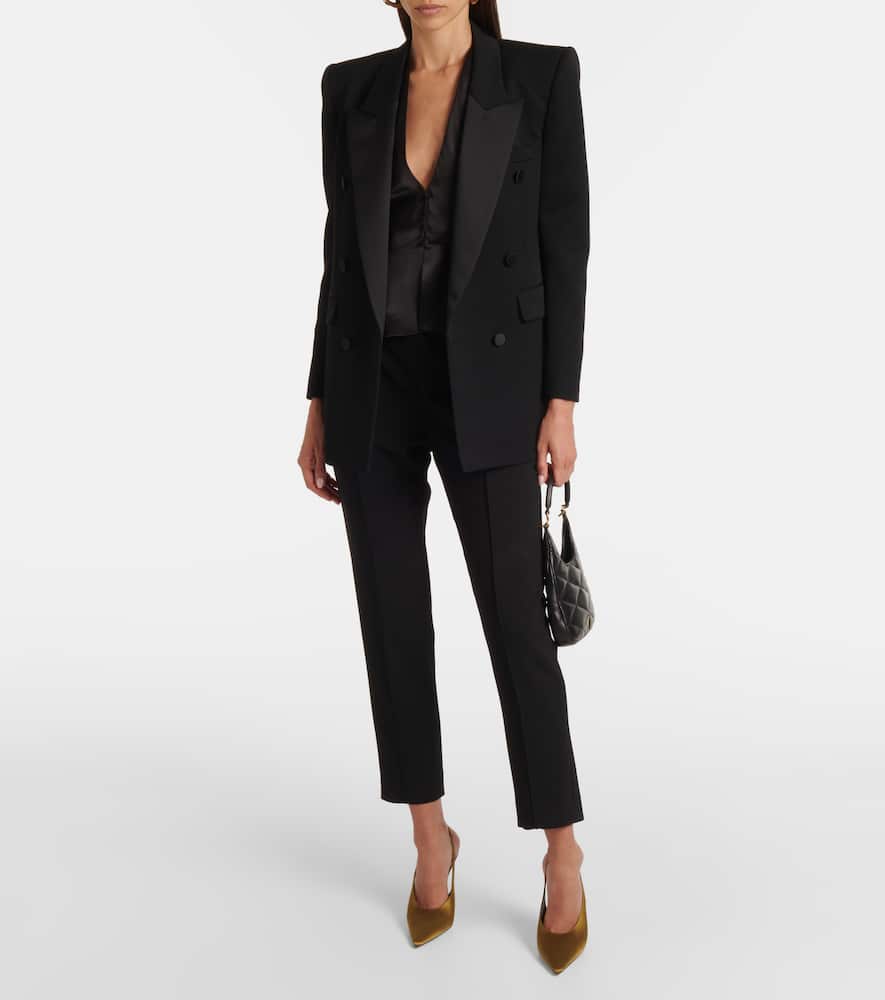 Saint Laurent L'Entracte 110 satin cr√É¬™pe slingback pumps