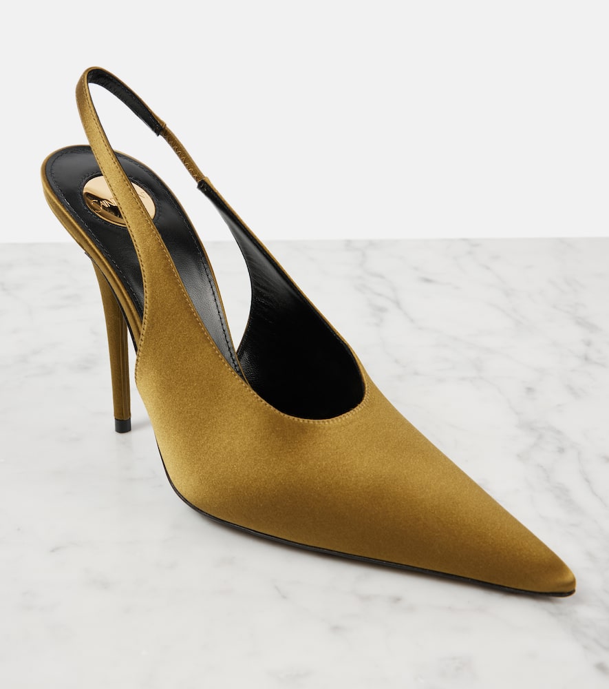 Saint Laurent L'Entracte 110 satin cr√É¬™pe slingback pumps