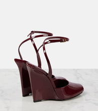 Saint Laurent La Scandale 110 patent leather wedge sandals