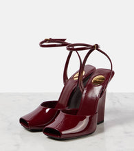 Saint Laurent La Scandale 110 patent leather wedge sandals