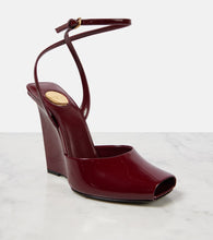 Saint Laurent La Scandale 110 patent leather wedge sandals