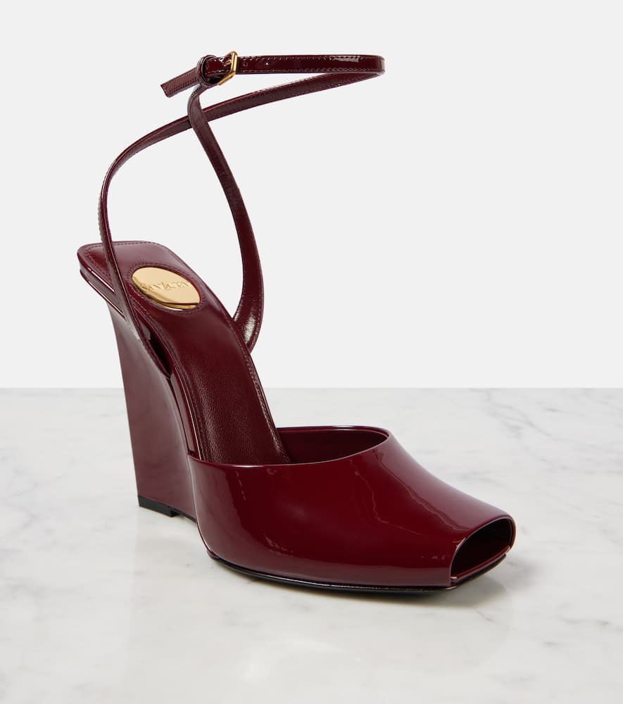 Saint Laurent La Scandale 110 patent leather wedge sandals