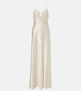 Saint Laurent Lace-trimmed silk satin gown