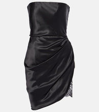 Saint Laurent Lace-trimmed silk satin minidress