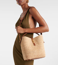 Saint Laurent Le 37 leather-trimmed raffia bucket bag