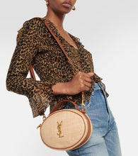 Saint Laurent Leather-trimmed raffia shoulder bag