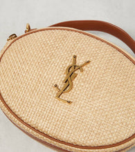 Saint Laurent Leather-trimmed raffia shoulder bag