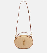 Saint Laurent Leather-trimmed raffia shoulder bag. Shop Saint Laurent Shoulder Bags for women now.
