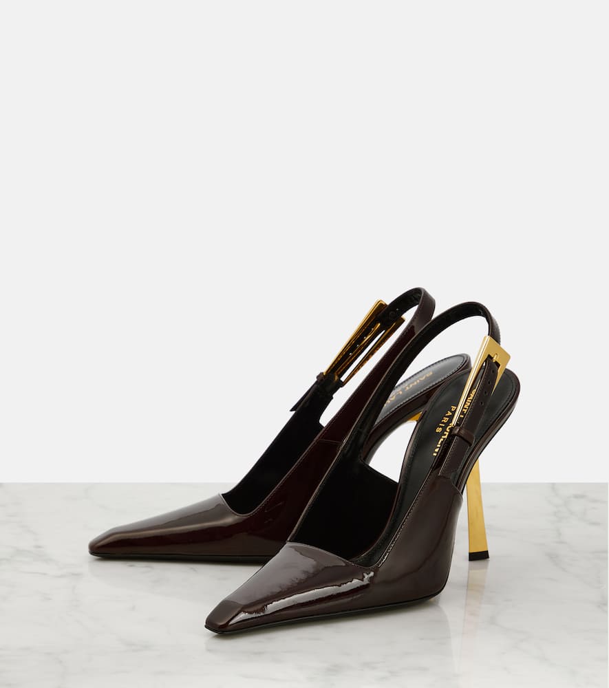 Saint Laurent Lee 110 patent leather slingback pumps
