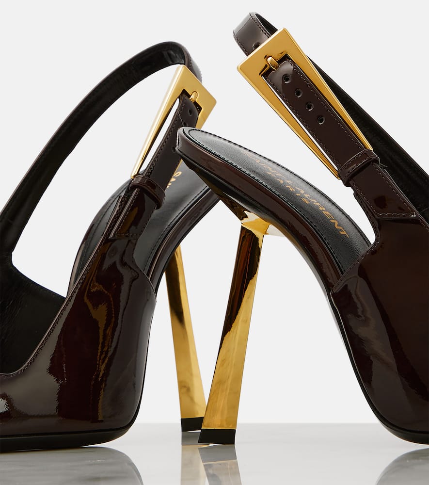 Saint Laurent Lee 110 patent leather slingback pumps