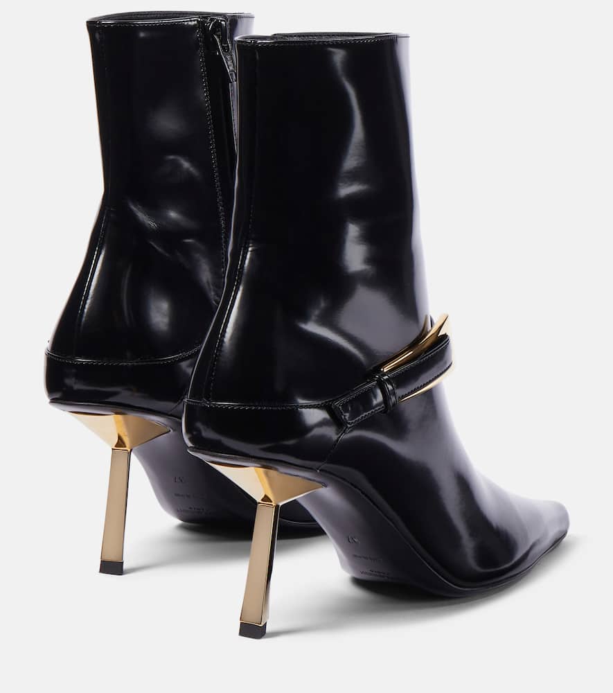 Saint Laurent Lee 75 glazed leather ankle boots