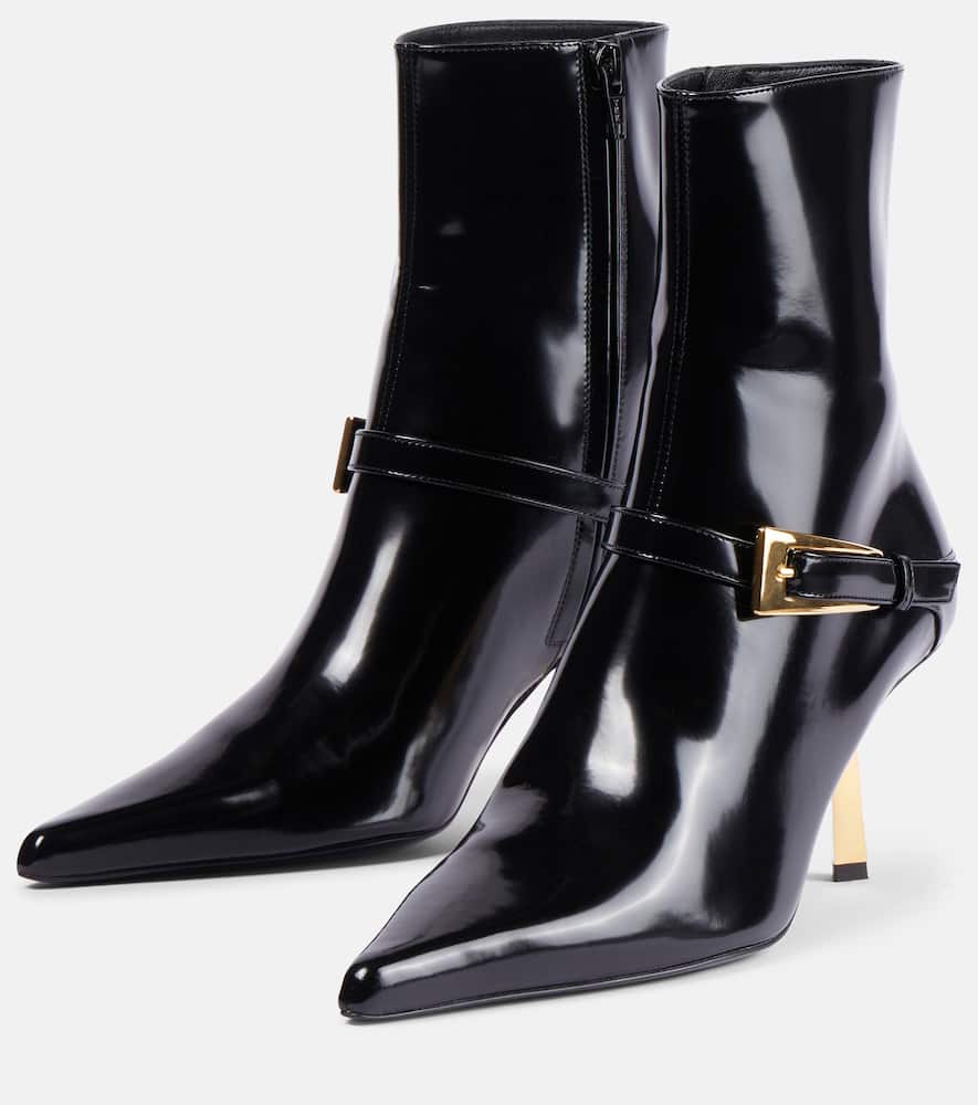 Saint Laurent Lee 75 glazed leather ankle boots
