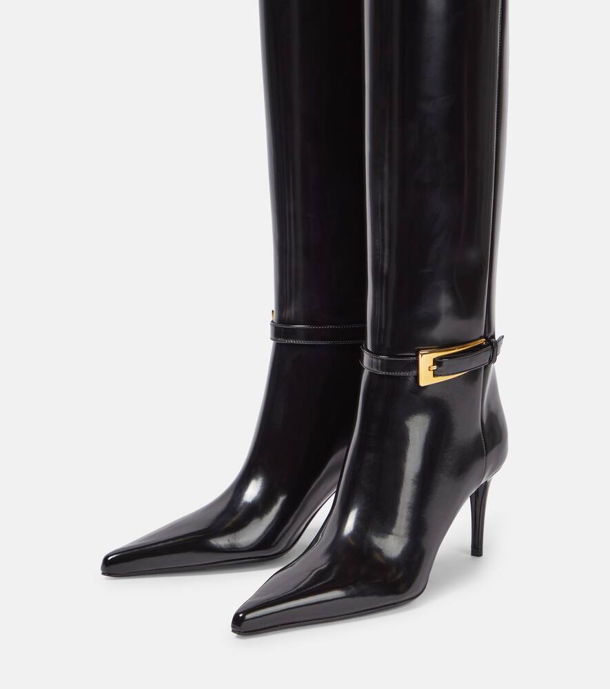 Saint Laurent Lee glazed leather knee-high boots