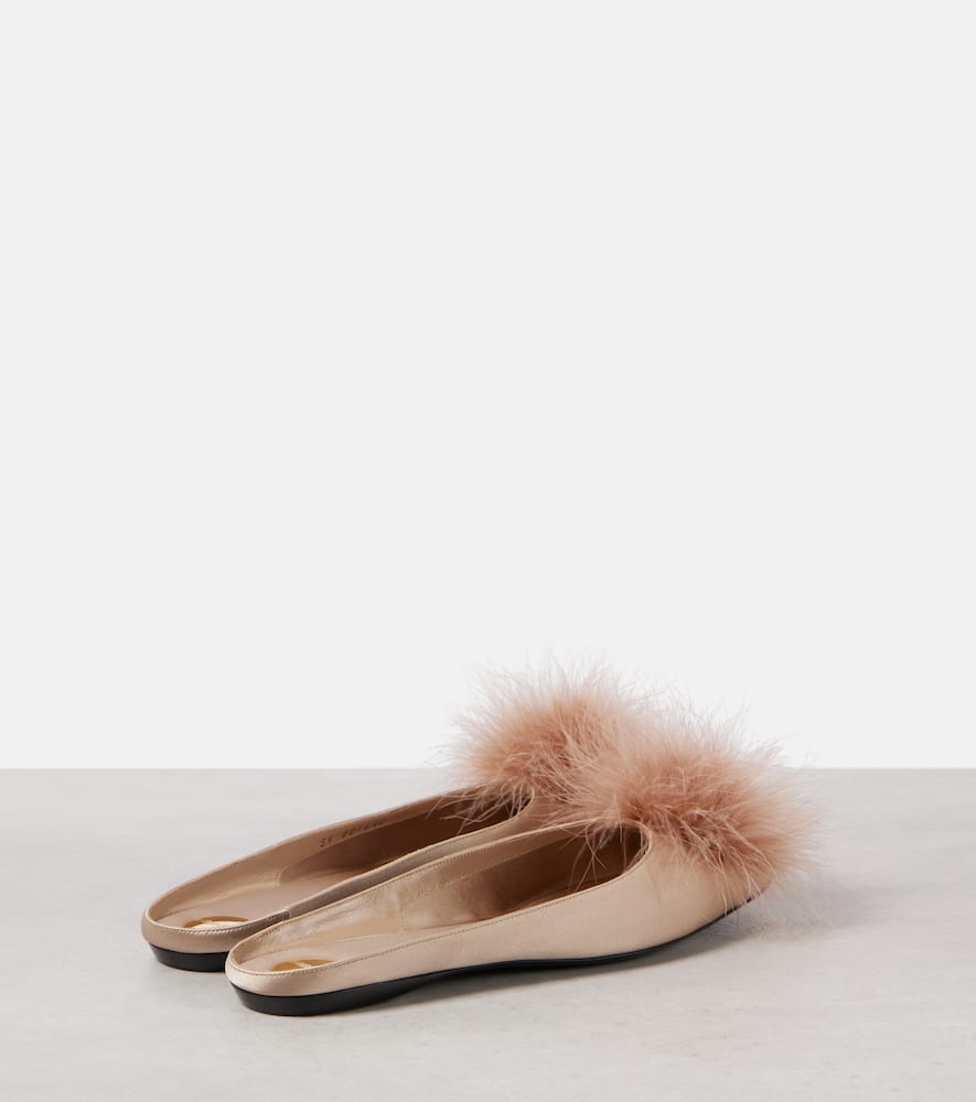 Saint Laurent Lido pompom satin cr√É¬™pe mules