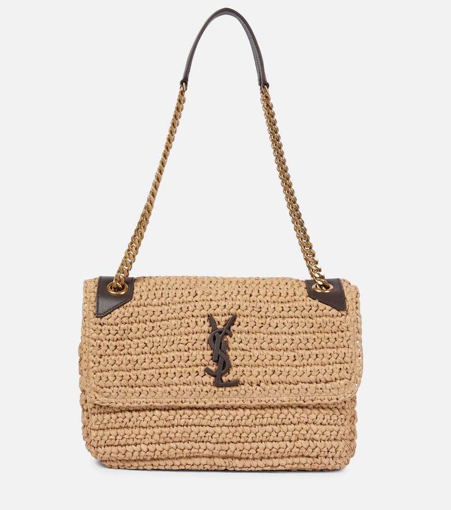 Saint Laurent Niki Medium raffia shoulder bag. Shop Saint Laurent Shoulder Bags for women now.