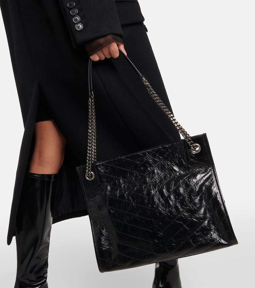 Saint Laurent Niki crinkled leather shopper