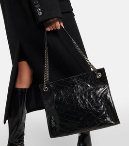 Saint Laurent Niki crinkled leather shopper