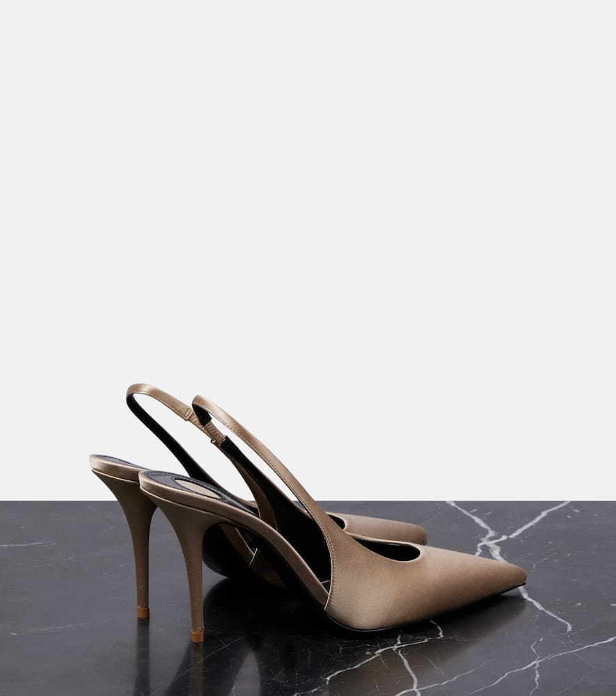 Saint Laurent Norma 90 satin cr√É¬™pe slingback pumps