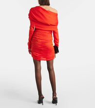 Saint Laurent One-shoulder ruched silk minidress