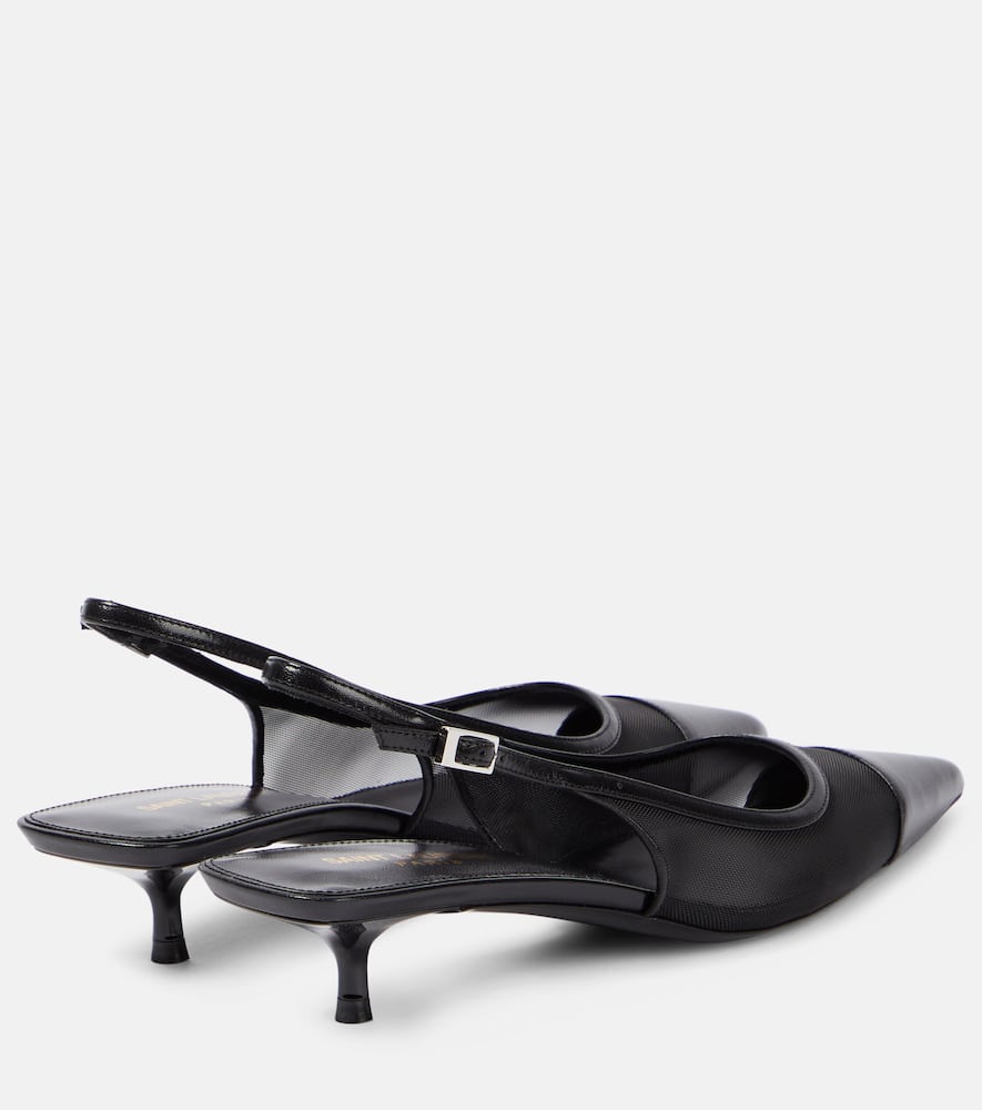 Saint Laurent Oxalis 30 leather-trimmed slingback pumps
