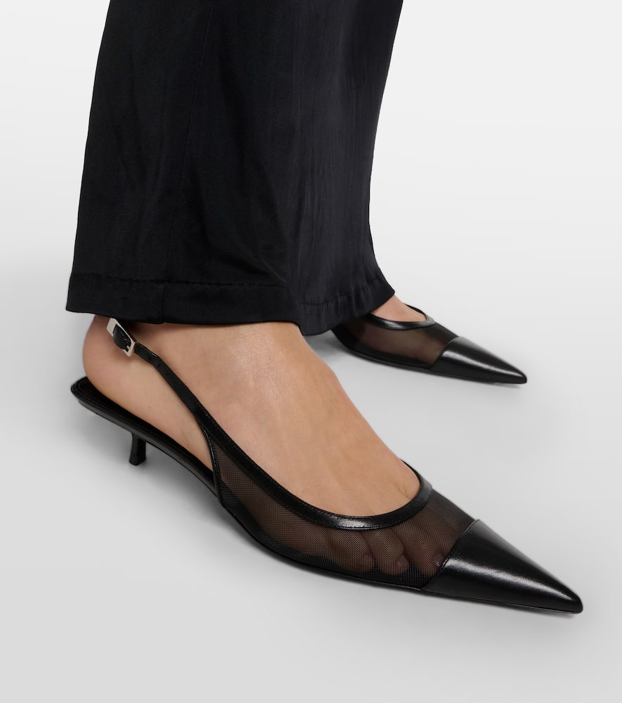 Saint Laurent Oxalis 30 leather-trimmed slingback pumps