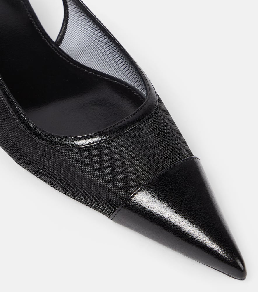 Saint Laurent Oxalis 30 leather-trimmed slingback pumps