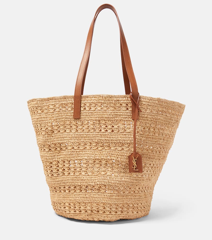 Saint Laurent Panier Medium raffia basket bag. Shop Saint Laurent Beach Bags for women now.