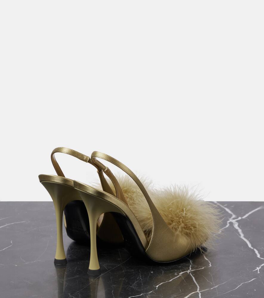 Saint Laurent Paradis 110 feather-trimmed satin sandals