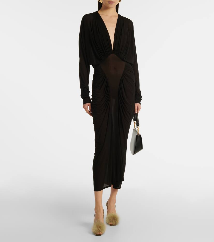 Saint Laurent Paradis 110 feather-trimmed satin sandals