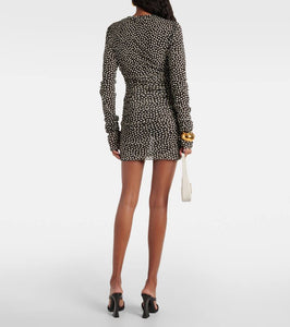 Saint Laurent Polka-dot ruched minidress