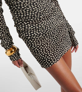 Saint Laurent Polka-dot ruched minidress