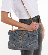 Saint Laurent Puffer Small denim shoulder bag