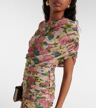 Saint Laurent Ruched floral tulle minidress