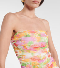 Saint Laurent Ruched floral tulle minidress