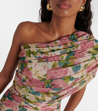 Saint Laurent Ruched floral tulle minidress