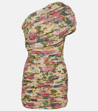 Saint Laurent Ruched floral tulle minidress