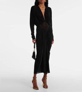 Saint Laurent Ruffled jersey maxi dress