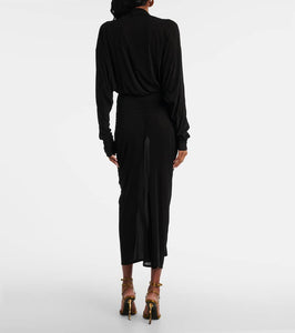 Saint Laurent Ruffled jersey maxi dress